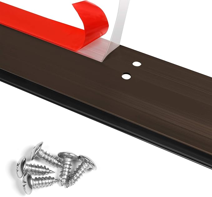 Metal Door Draft Stopper Bottom Mice Seal Strip Noise Blocker, Aluminium Mouse Sweep 2" W x 36" L, Brown