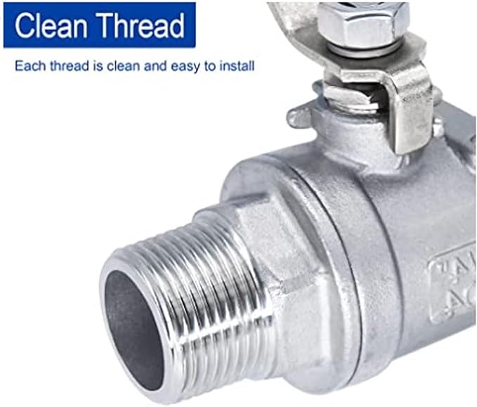 Water Shut Off Valve, Ball Valve 1in NPT Stainless Steel Ball Hose Shut Off Straight Fitting Connector for Water Oil