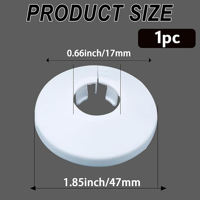 16mm Pipe Cover Decoration; Fit 0.63" Outer Diameter Pipe/Hole; White PP Plastic Escutcheon Collar; Snap-on Water Escutcheon Plate for Bathroom Kitchen Wall Tube Decor 1Pc