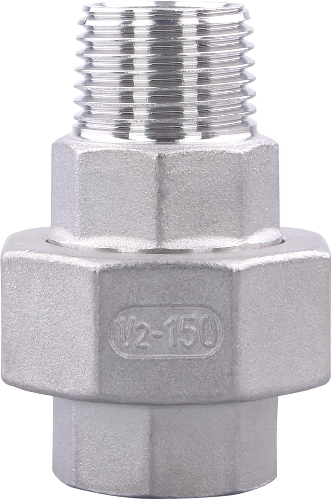 Cast Pipe Fittings Union - 1/2" NPT Female x 1/2" NPT Male Stainless Steel 304 Fitting,Class 150