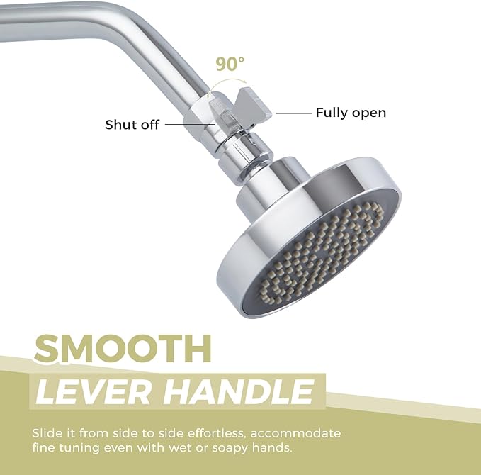 Water Flow Control Valve, Solid Brass Shower Head Flow reducer, Chrome