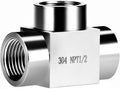 NPT 1/2 tee pipe fitting female thread 3 ways T adapter, stainless steel hose fitting tee t shape pipe connector for outdoor irrigation setup/pressure gauge, 4350 psi