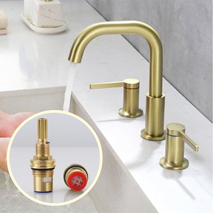 Brass 1-001 & Brass 1-002 Ceramic Disc Cartridge, Replacement Hot Cold Widespread Cartridge, Cold & Hot Widespread Faucet Replacement Cartridge