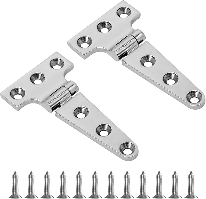Boat T Type Hinge, Marine Grade Stainless Steel 316 Heavy Duty Strap Butt Hinge Durable Marine Applications for Hatch, Cabinet, Gate, and Door