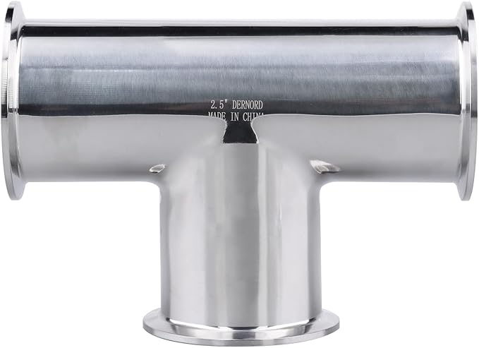 DERNORD Clamp Tee 3 Way Stainless Steel 304 with 3 Silicone Gaskets Fits 2-1/2" Tri Clamp, 63.5mm Pipe OD Sanitary Fittings (2.5 inch)