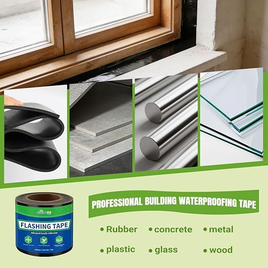 Flashing Tape Waterproof, Window and Door Flash Tape with Acrylic Adhesive, Self-Healing Flexible Roof Flashing Tape, Industrial-Grade All Weather for Building Waterproofing, 4 in x 75 ft