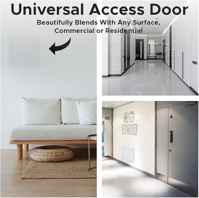 Best 20" x 20" Universal Access Panel – Flush Steel Door with Exposed Flange for Walls or Ceilings, 16-Gauge Cold Rolled Steel Frame, Screwdriver Cam Latch, White Powder-Coat Primer Finish, BA-UAP
