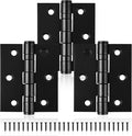 3in Ball Bearing Door Hinges 3 Pack, Small Black Heavy Duty Stainless Steel Hinges for Interior Exterior Doors, with Stainless Steel Screws, Max Loading 100LBs/Set, Black Matte