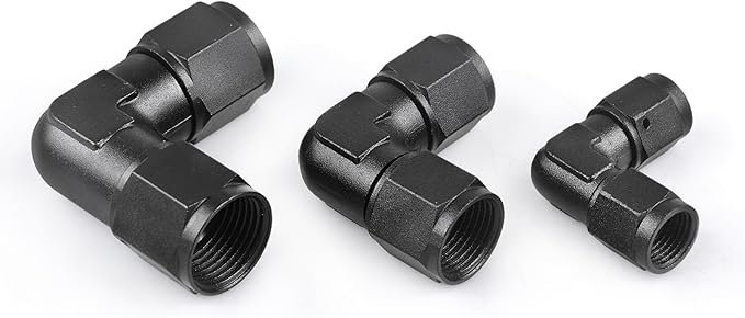 10AN Female to 10AN Female 90 Degree Swivel Coupler Fitting Adapter 7/8-14UNF Thread Aluminium Black 2PCS