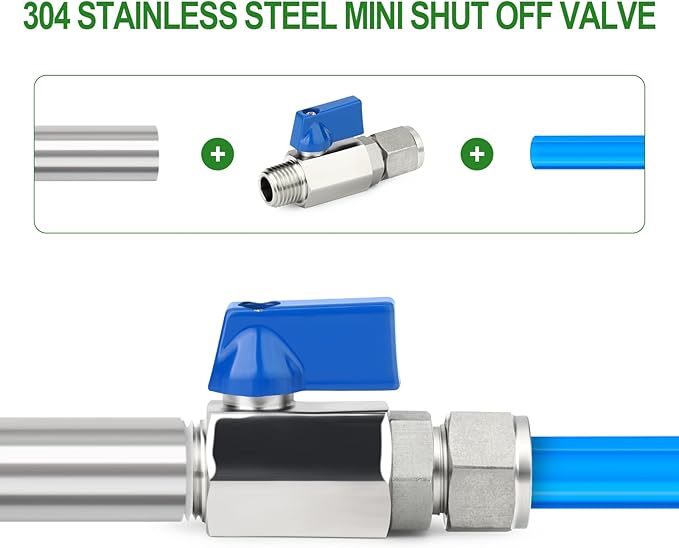 TAISHER 1PCS 304 Stainless Steel Compression Mini Ball Valve Shut Off Switch, 3/8" Tube OD x 3/8" NPT Male