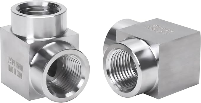 90 Degree Street Elbow - 1/2" NPT Female to 1/2" NPT Female Stainless Steel 304 Heavy Duty Forged Square Barstock Street Elbow Adapter Pipe Fitting (pack of 2)
