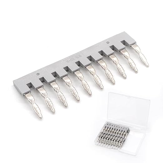 10 Pcs EB10-6 Terminal Bridge Connector, DIN Rail Side Plug-in Terminal Block, External Bridge Jumpers, Compatible with UK5N & UK2.5B