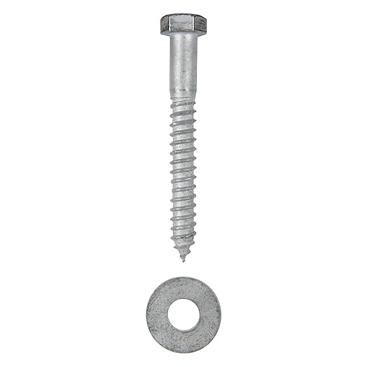 1/2 x 4 (25 Pack) Lag Screw Kit, 25 Screws and 25 washers, Hot Dip Galvanized, Meets ASME B18.2.1 Industrial/Commercial Grade by Makers Bolt