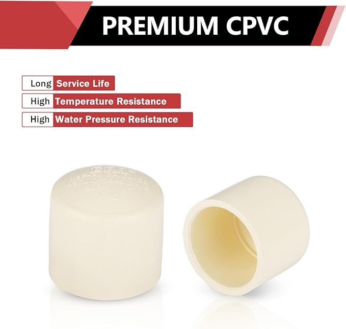 (30 Pack) EFIELD 1-inch CPVC Pipe Fittings, End Cap (Socket),(CPVC042-10-30PCS)