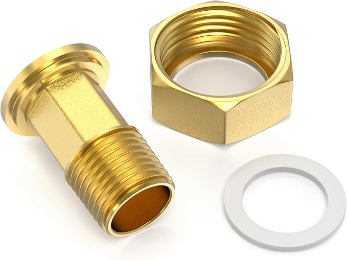 GASHER 5Pcs Brass Water Meter Pipe Fitting，1/2" NPT Male x 1" Female Adapter Pipe Fitting
