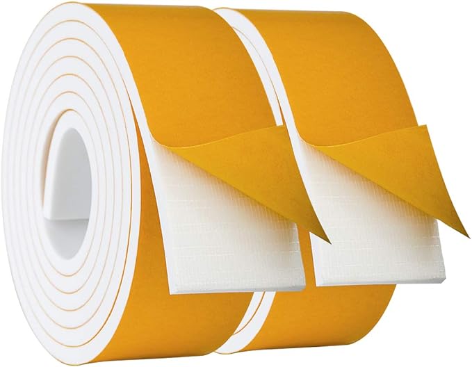 Foam Rubber Seal Tape Closed Cell Adhesive Foam Strips for Window AC Units Soundproof Weather Stripping, 2" Wide X 1/4" Thick, 6.5 Ft X 2 Rolls, Total 13 Feet