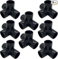 3/4" Tee PVC Fitting 4 Way Elbow Connector, Furniture Grade 90 Degree Elbow Side Outlet. Corner Fittings for Building Furniture Greenhouse Shed Pipe Fittings Tent Connection (Black-Pack of 8)