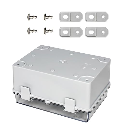 Waterproof Electrical Box Engineering Grade ABS Plastic Outdoor Junction Box Wall Durable DIY Enclosure for Wiring Connections and Protection Clear(7"x5.1"x3.5")