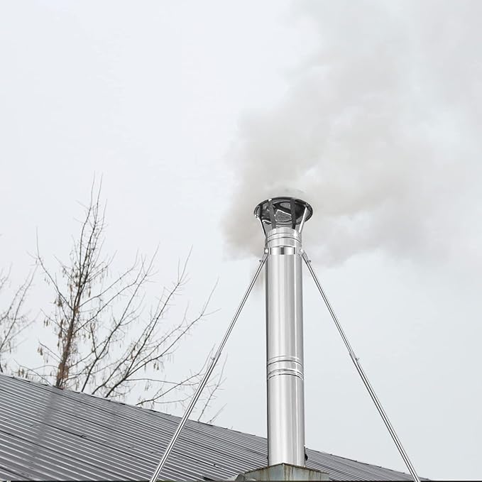 2025 Update 8" Extended Roof Bracket Kit, Adjustable Extended Roof Brace for Securing 8" Diameter Stove Pipe, Providing Stability to The Chimney Against Wind and Snow