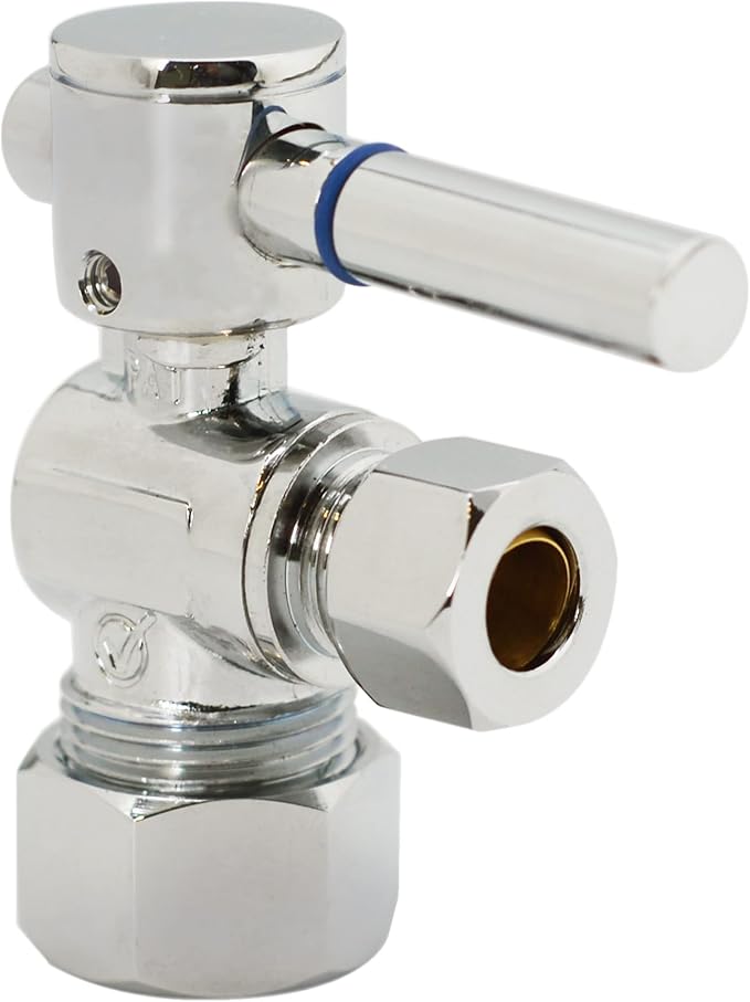Westbrass R105BL-2-05 1/4-Turn Lever Handle Angle Stop Shut Off Valve, 5/8" OD x 3/8" OD, Polished Nickel (2-Pack)