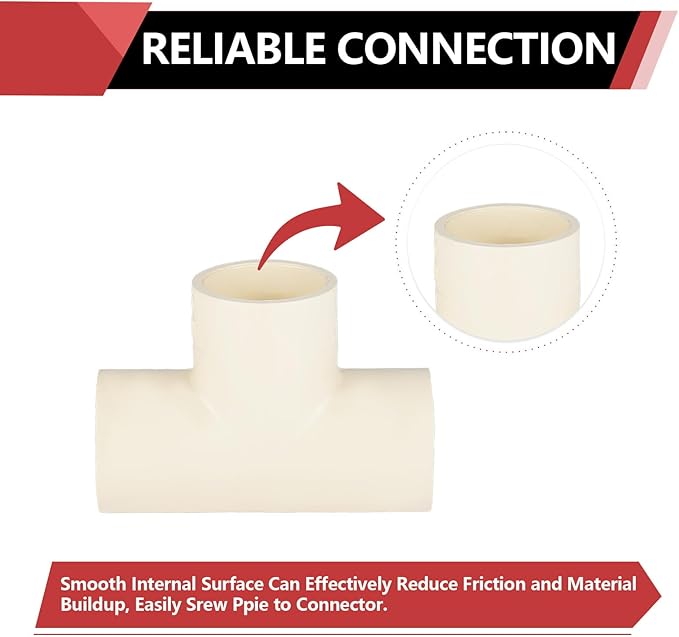 100-PACK EFIELD CPVC Tee Fittings,1" CPVC-CTS Slip Tee for Hot and Cold Water Pressure Distribution Systems,(CPVC022-100PCS)