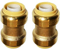 HQMPC Push Fit PEX Fittings Straight Coupling 1/2", Push-to-Connect Copper, CPVC, No Pb Brass Plumbing Fittings (2PCS 1/2 Inch(1/2"))