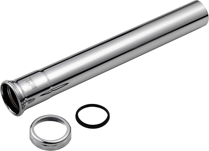 ZM 1-1/4 Inch Heavy Duty Extension Tube with Slip Joint Connection, 12 Inch Length, 22 Gauge, Brass Plumbing Fitting, Chrome