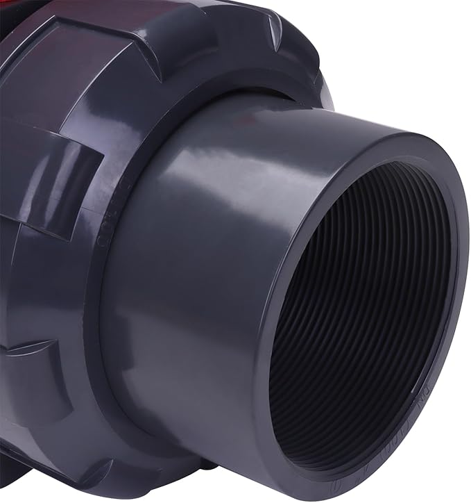 DERNORD PVC True Union Ball Valve NPT Threaded with Full Port, EPDM O-Rings, and Reversible PTFE Seats, Rated at 200 PSI (4 Inch NPT Threaded)