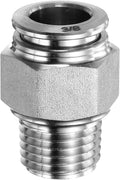 HARFINGTON Push to Connect Fittings 3/8" Tube OD x 1/4" NPT Thread Male Straight Union Fitting 304 Stainless Steel Quick Connect Pneumatic Accessories for Trailers Air Brake System