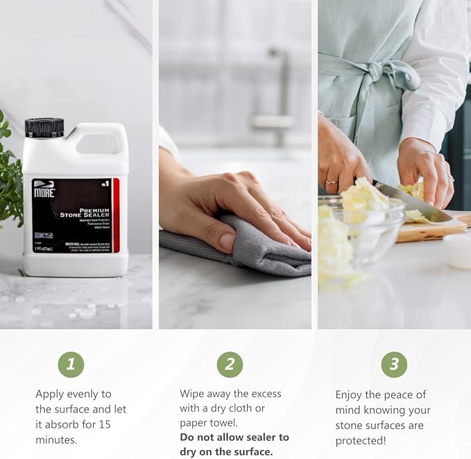 MORE Premium Stone Sealer - Water Based Formula - Protection for Natural Stone and Tile Surfaces [Pint / 16 Oz.]