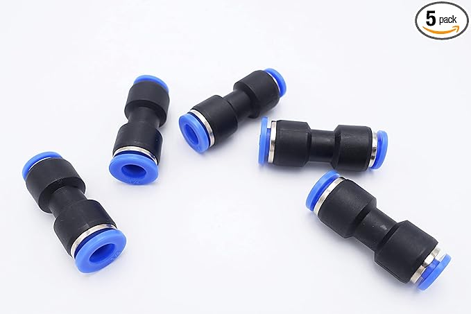 Push to Connect Fitting 1/4" Tube OD x 5/32" Tube OD Reducer, Pneumatic Air Water Straight Union Two Way Connector/Coupler (Pack of 5)