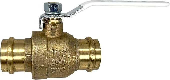 [10-Pack] PROCURU 1-1/4 Inch (1.25") Press Copper Ball Valve, Heavy Duty Brass Body, Full Port, LF Certified Safe (3BP125-10P)