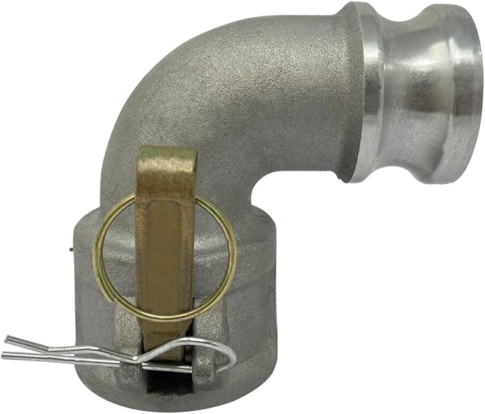 Gloxco Aluminum Type DA Cam and Groove Hose Fitting, 90 Degree Elbow, 1-1/2" Female Camlock x 1-1/2" Male Camlock (CAM-15-DA90-AL)