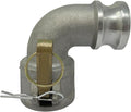 Gloxco Aluminum Type DA Cam and Groove Hose Fitting, 90 Degree Elbow, 1-1/2" Female Camlock x 1-1/2" Male Camlock (CAM-15-DA90-AL)