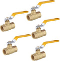 3/4" Heavy Duty Full Port Brass Ball Valve,600 WOG FNPT FIP Threaded Valve for Compressed Air, Water, Plumbing or Oil(5 Pack,Yellow Handle)(VALVE228)