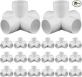 20-Pack 1/2" 5 Way PVC Fittings, Furniture Grade Pipe Fittings 5 Way for SCH40 PVC Pipe, UV Resistant, Pipe Connectors for All DIY Structure and Frames