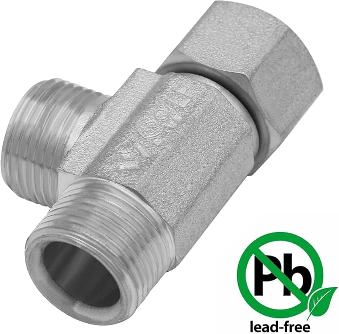 2PCS Lead-Free Brass Nickel Plating Angle Stop Add-A-Tee Valve, 3/8" Compression Inlet x 3/8" Compression Outlet x 3/8" Compression Outlet, Water Line Splitter 3 Way Valve Fittings