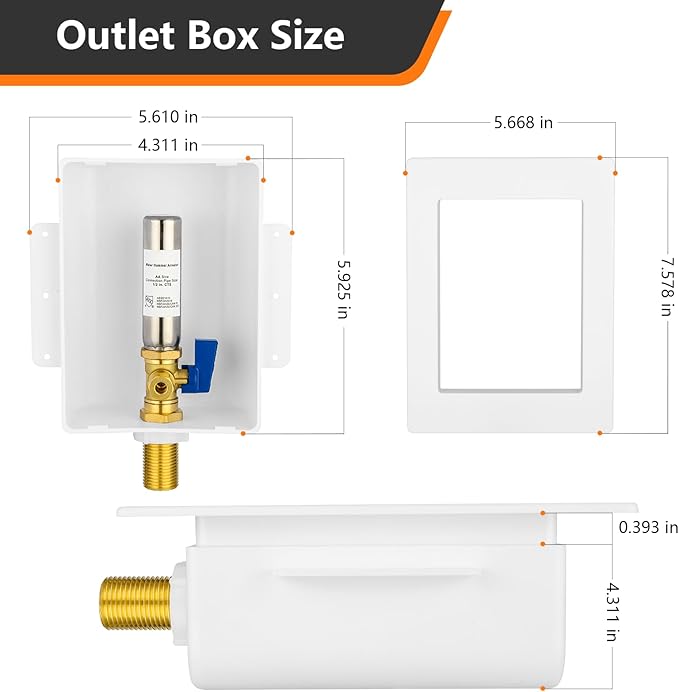 HeSun Sweat Ice Maker Outlet Box,Inlet 1/2 Inch MIP x Outlet 1/4 Inch OD Compression Connection,with Stainless Steel Water Hammer Arrestor