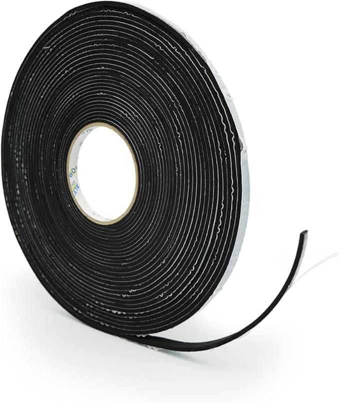 Alenor EPDM Black Foam Insulation Tape Self Adhesive 1/8"x3/5" x 50' Ft –Pack of 1- Weather Stripping for Doors & Windows,Soundproofing,Door Seal,Weatherstrip,Pipe Cooling,Air Conditioning Seal Strip
