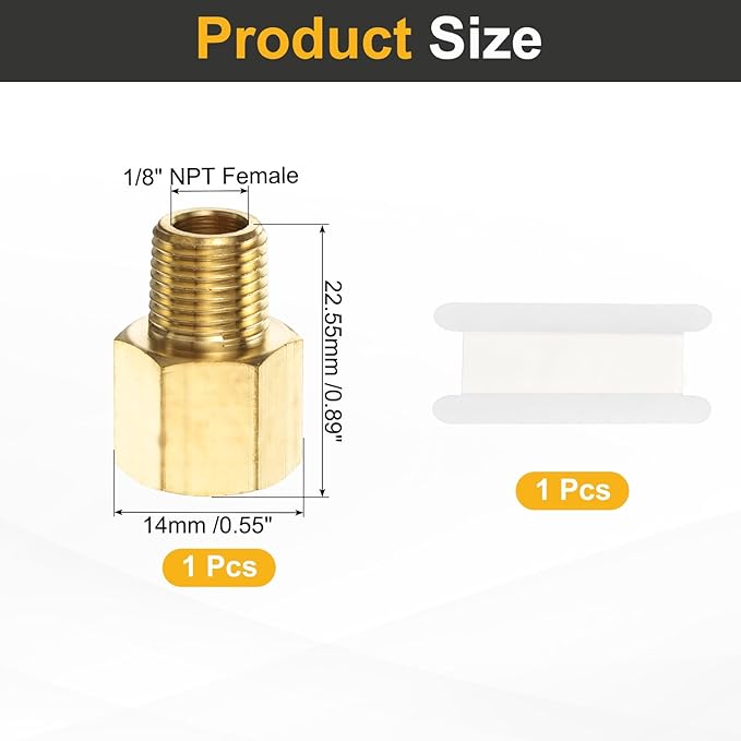 PATIKIL Brass Pipe Fitting, 1Pcs 1/8" NPT Male to 1/8" NPT Female Pipe Reducer Adapter Extension Connectors Brass Fittings for Water Gas Refrigeration