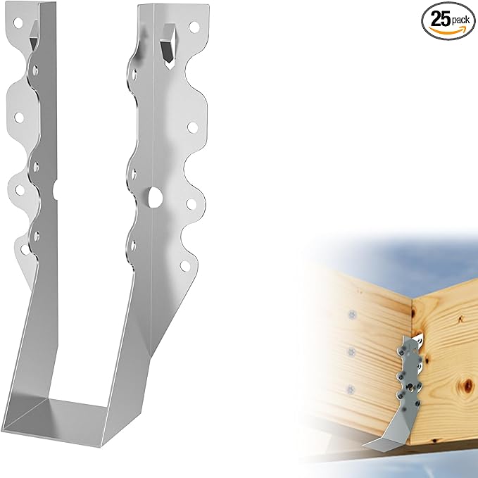 25 pcs 2x8 Joist Hanger,LU28 20 Gauge Double Shear Face Mount Joist Hanger,Hurricane Ties for Rafters Tie Brackets Great for Floor Deck and Ceiling Joists