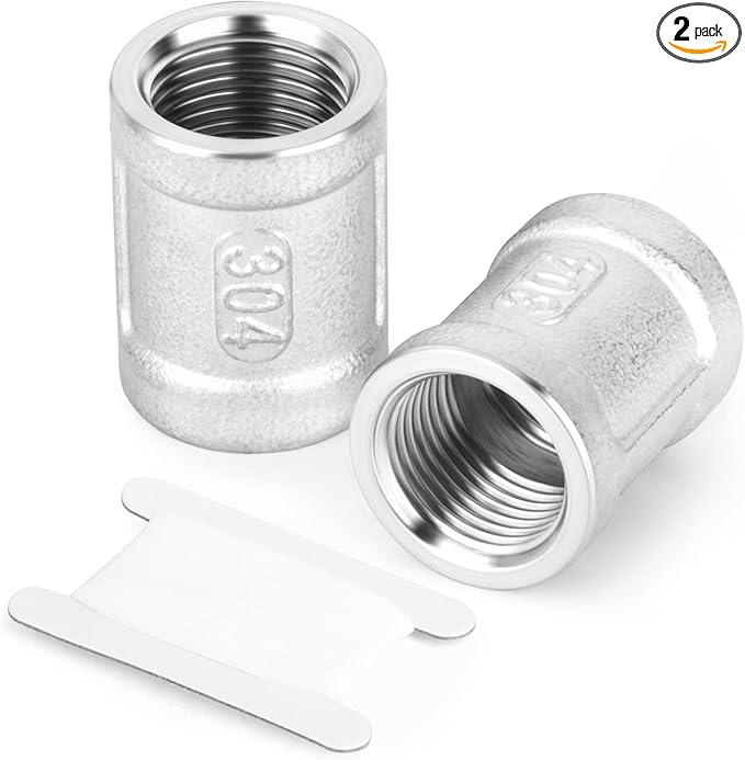 TAISHER 2PCS 304 Stainless Steel Cast Pipe Fitting, Coupling, 1" NPT Female x 1" NPT Female Threaded