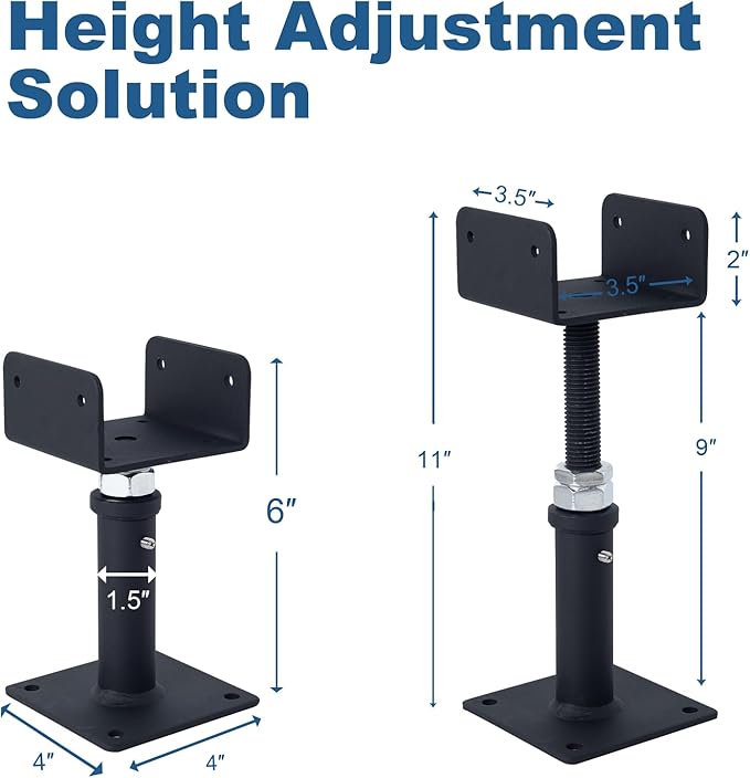 2 Pack U-Shaped Floor Jack, Heavy Duty Adjustable Steel Telepost with U-Head for 4x2, 4x4, 4x6 Joists, 6-9 Inch Adjustment Range, Screw Jack Post for Beam Support & Leveling