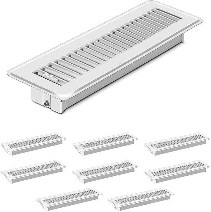 1 PCS Floor Vents Floor Registers 2x12 inch, Heavy Duty Metal Heat Air Vent Covers 2 X 12 with Rust Proof Finish for Home Office Wall Floor Registers Grilles & Vents (1, White, 2x12 Inches)