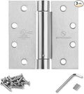 Satin Door Hinges 4.5 Inch Self Closing Hinge Hardware Adjustable Spring Hinges for Commercial Grade Self-Closing, UL Listed 3 Pack