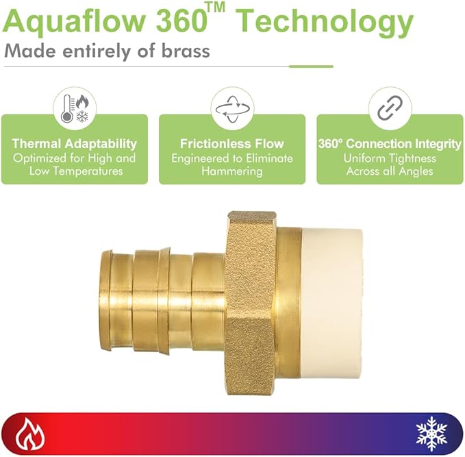 5 Pack 1/2" Pex-A x 1/2" CPVC Transition Adapter Heavy Duty Brass Barb PEX Fittings for for PEX-A and cPVC Pipe Connection,Lead-Free Brass NSF/ANSI 61 NSF 372 Certificate, ASTM F1960