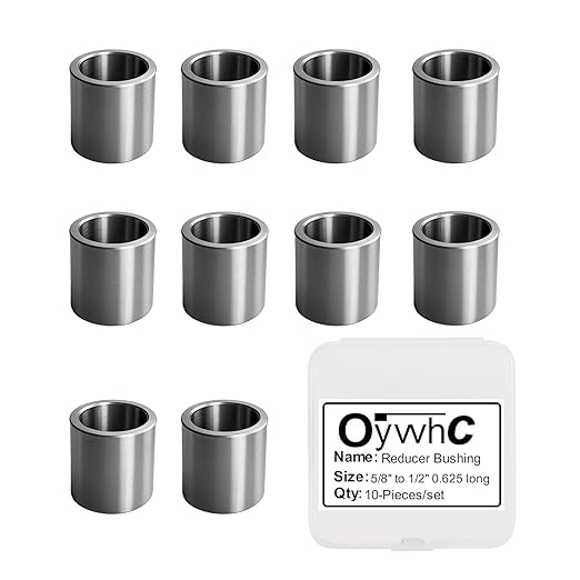 Stainless Steel Reducer Bushing, Screw Standoff Metal Spacer 5/8" to 1/2" Steel Reducer Standoff Bushing Adapters for 1/2" Screws Bolts and Rods, Round Metal Stainless Steel Spacer Set of 10