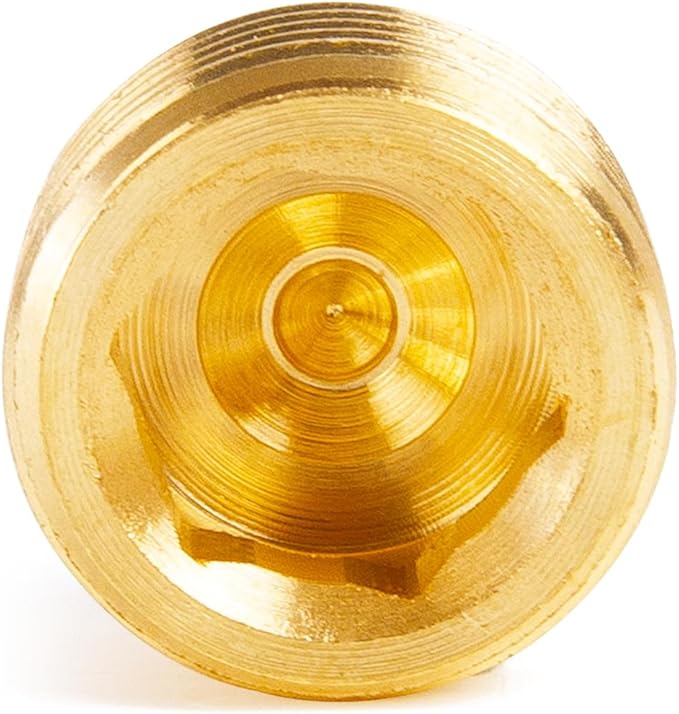 ChillWaves Brass Pipe Fitting, Internal Hex Head Socket Pipe Plug Fitting 1/4" NPT Male Thread Adapter(12-PACK)