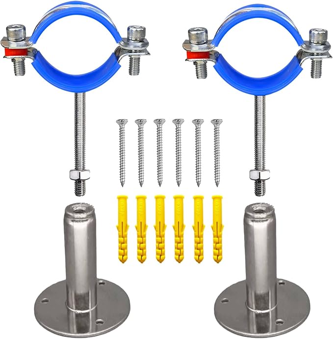 Wall Mount Ceiling Mount Pipe Supports,Adjustable Pipe Clamps Stainless Steel 304,2PCS Suitable for Pipe OD 51-57mm Adjustable Height 50-100mm