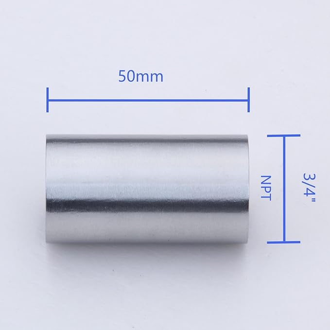 CONSTELLAR 304 Stainless Steel Pipe Fitting - 3/4" NPT Female x 3/4" NPT Female Threaded Thickened Pipe Wall, 50mm (2 inch) Length Heavy Nipple Seamless Pipe (1 Pcs)